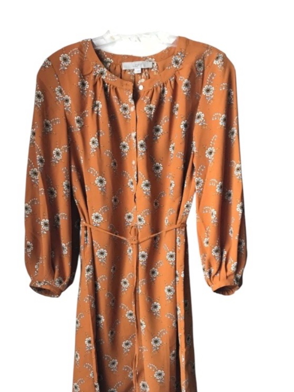 LOFT Rust Floral Midi Dress